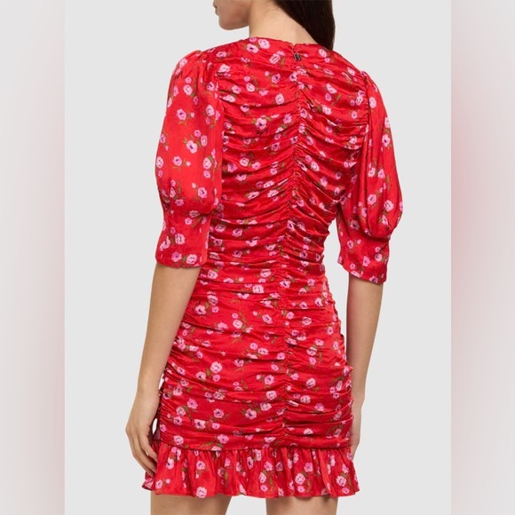 NEW ROTATE Floral Printed Mini Ruffle Dress 6 - Picture 2 of 16